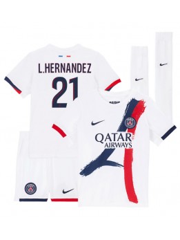 Billige Paris Saint-Germain Lucas Hernandez #21 Bortedraktsett Barn 2025-26 Kortermet (+ Korte bukser)